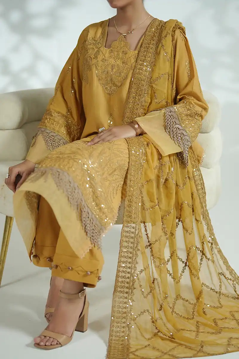 Prestige Stitched 3-Piece Formal Suit Set (Mustard Yellow)
