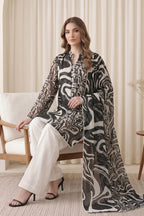 Gul Rang By Bareezé – 3-Piece Unstiched Printed Classic Lawn (Black & White)