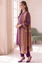 Women's Stitched 3-Piece Lawn Suit by KBC Fashion (Deep Plum)