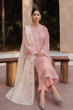 Mahrin By Johra - Premium 3PC Unstitched Embroidered Lawn Suit (Pink & White)