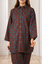 Saya Special Unstitched Khaddar 2-Piece Same Print Suit (Terracotta Brown)