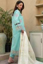 Khimar By Johra - 3PC Unstitched Embroidered Lawn Suit (Ice blue & White)