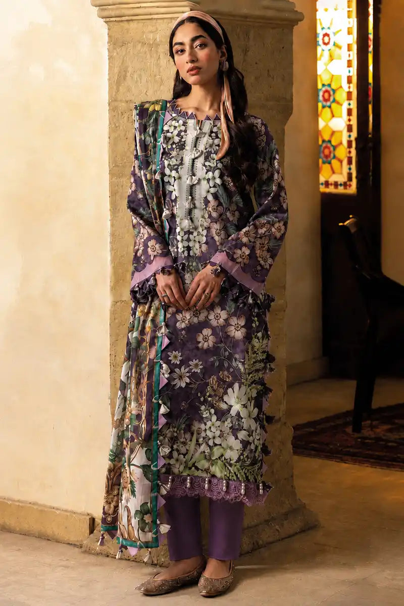 Jade Classic Cambric Collection Vol-05 - 3 Piece Unstitched Printed Suit (Dusty Violet)
