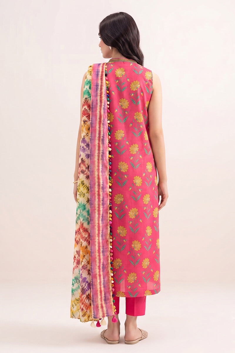 Sapphire (Vol.4) - 3PC Unstitched Printed Lawn Suit (Vibrant Pink)