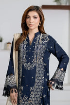 Aqua By Johra - 3PC Unstitched Embroidered Lawn Suit (Midnight Navy Blue)