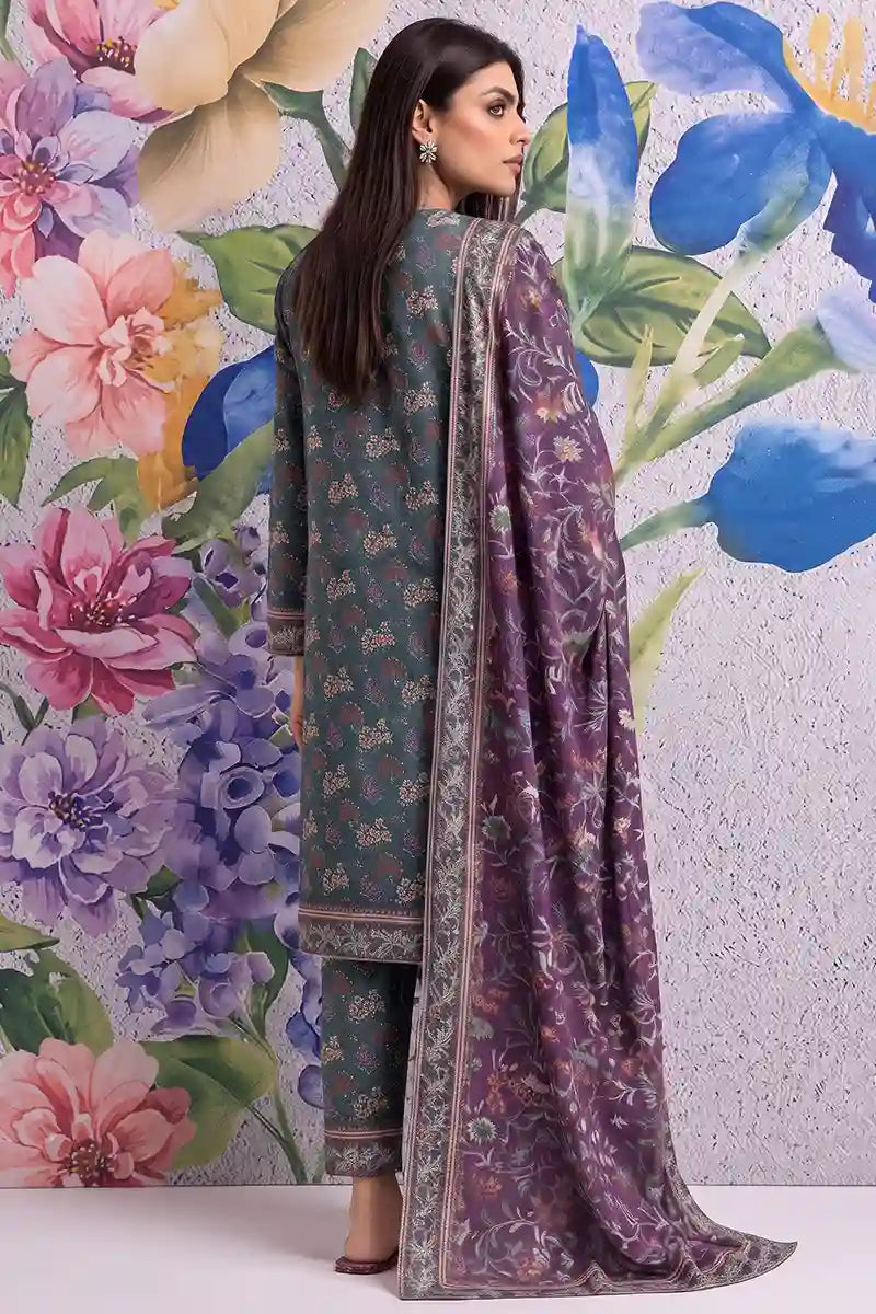 Khaadi 3-Piece Unstitched Printed Lawn Suit Set (Dark Forest Teal)