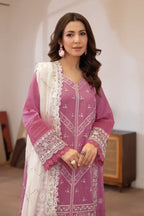 Aqua By Johra - 3PC Unstitched Embroidered Lawn Suit (Pink)