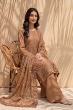 Millat - 3PC Unstitched Embroidered Lawn Suit (Warm Tan)