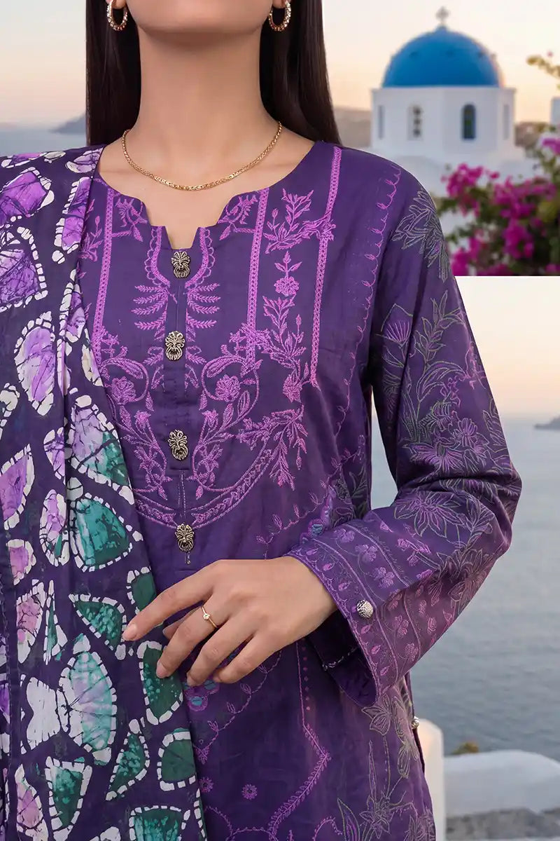 Aabruh By KBC Fashion Vol-1 3PC Unstitched Printed Lawn Suit (Purple)