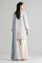 Sapphire Vol.7 - 3PC Unstitched Printed Lawn Suit (Off-White & Steel Blue)