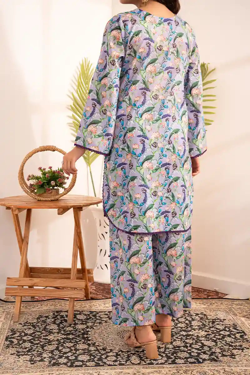 Naqsh Premium Printed Lawn Stitched Suit Set (Soft Lilac)