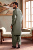 Men’s Wash & Wear Unstitched Fabric By KBC Fashion (Muted Olive Green)