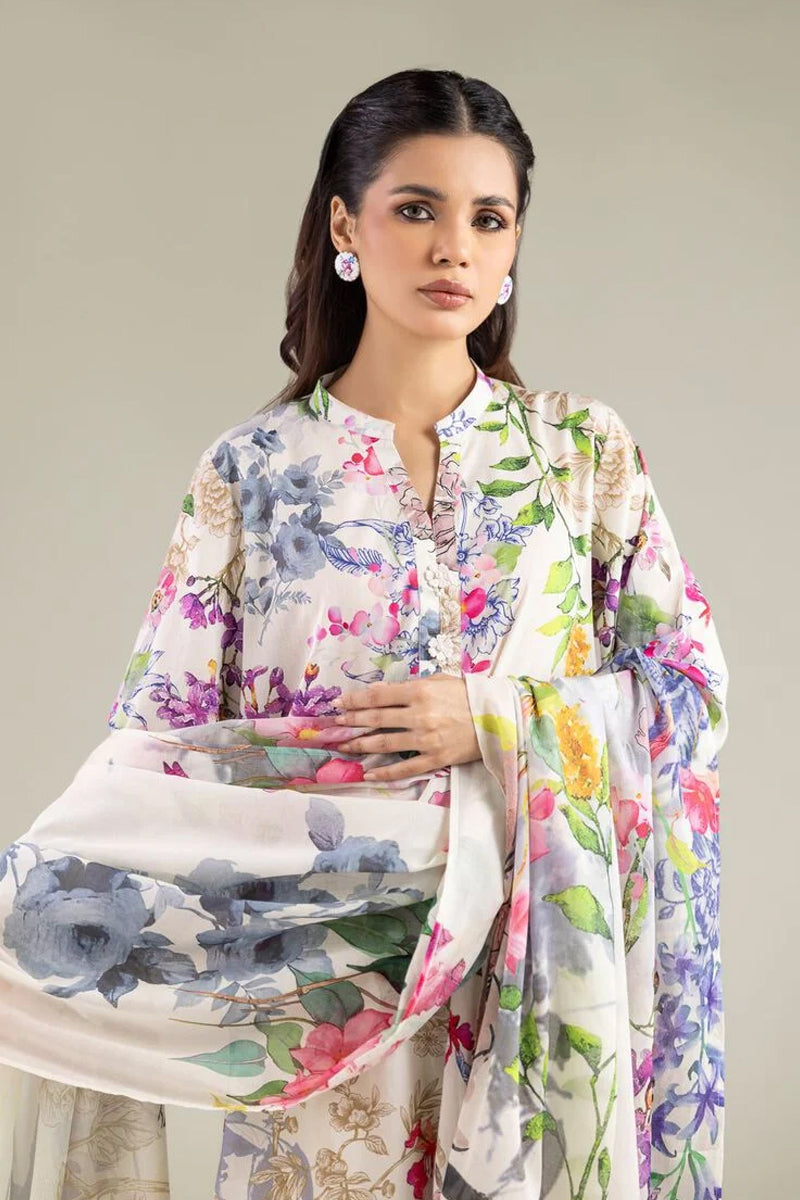 Khaadi – 3 Piece Unstitched Premium Embroidered Digital Printed Lawn Suit (Pastel Green)