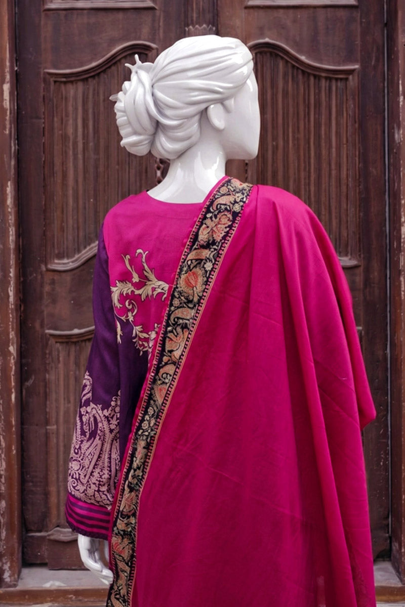 Aryana By KBC Fashion - 3PC Unstitched Printed Lawn Suit (Violent & Dark Pink)