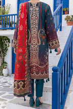 Aabruh Vol-1 3PC Unstitched Printed Lawn Suit (Deep Aubergine & Crimson)