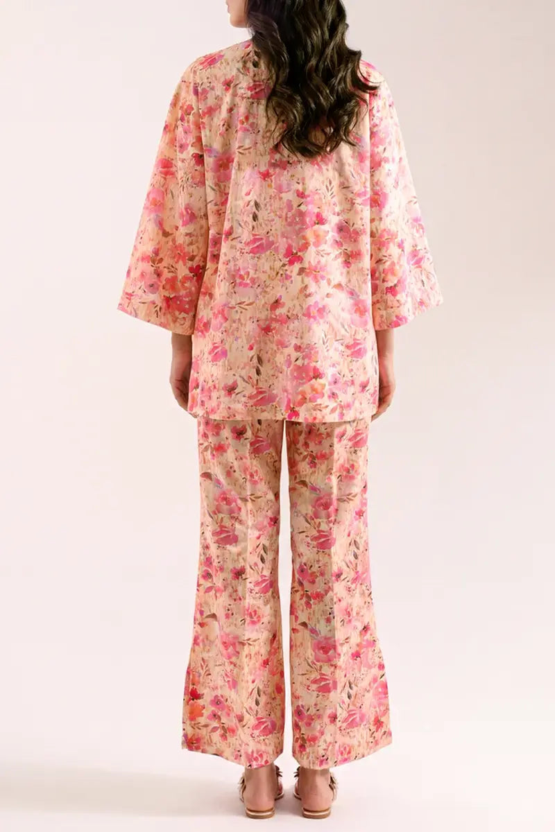 Saya Special Unstitched Khaddar 2-Piece Same Print Suit (Magenta Pink)