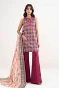 Sapphire By KBC - 3PC Unstitched Digital Printed Lawn Suit (Deep Berry & Mauve)