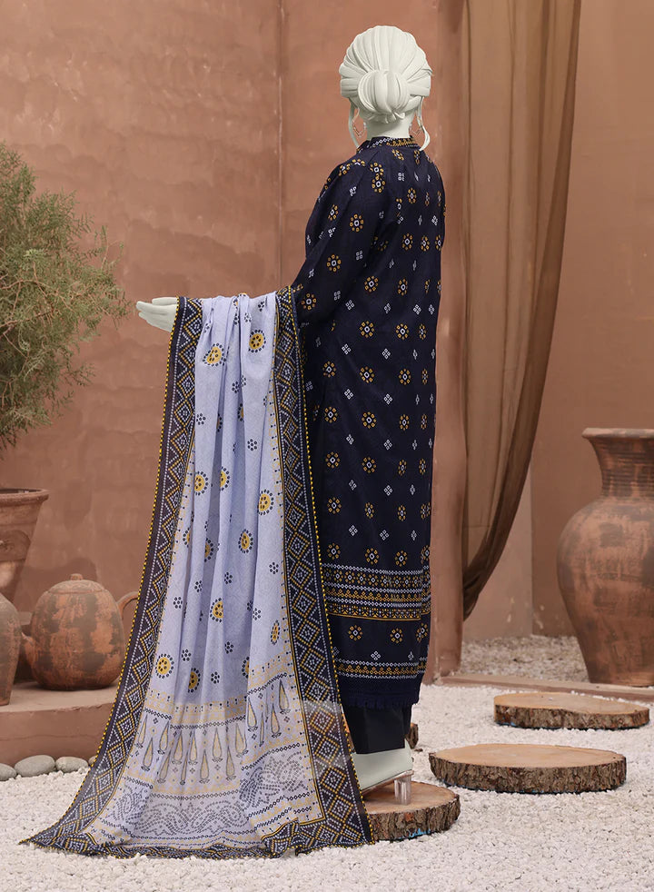 Bellissima By Aleemrah -3PC-Lawn Unstitch (Navy black)