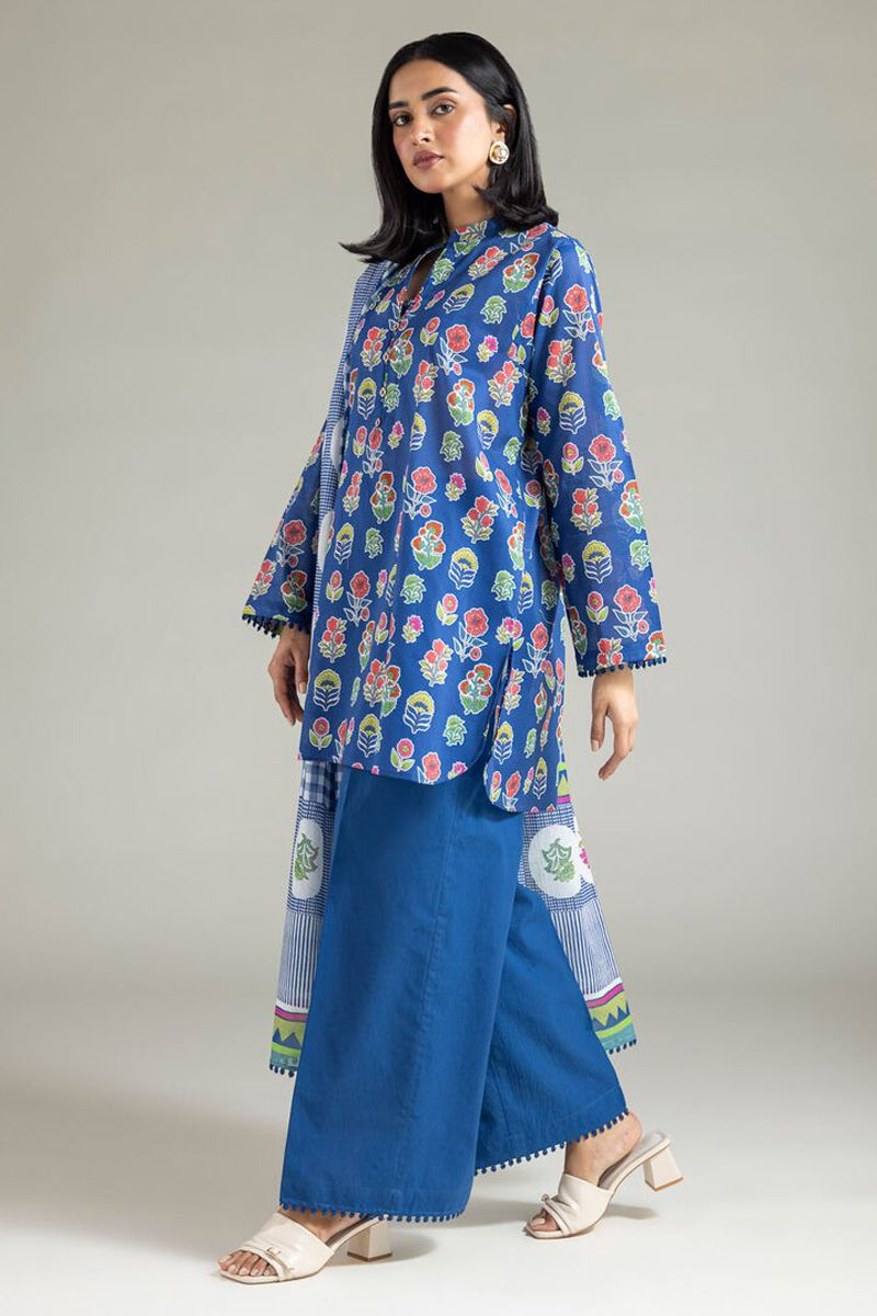 Khaadi – Summer Series 3 Piece Unstitched Printed Lawn Suit (Royal Blue)