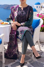 Aabruh Vol-1 3PC Unstitched Printed Lawn Suit (Deep Midnight Violent & Charcoal Olive)