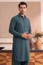 Yameen - Men’s Unstitched Cotton Fabric (Muted Slate Teal)