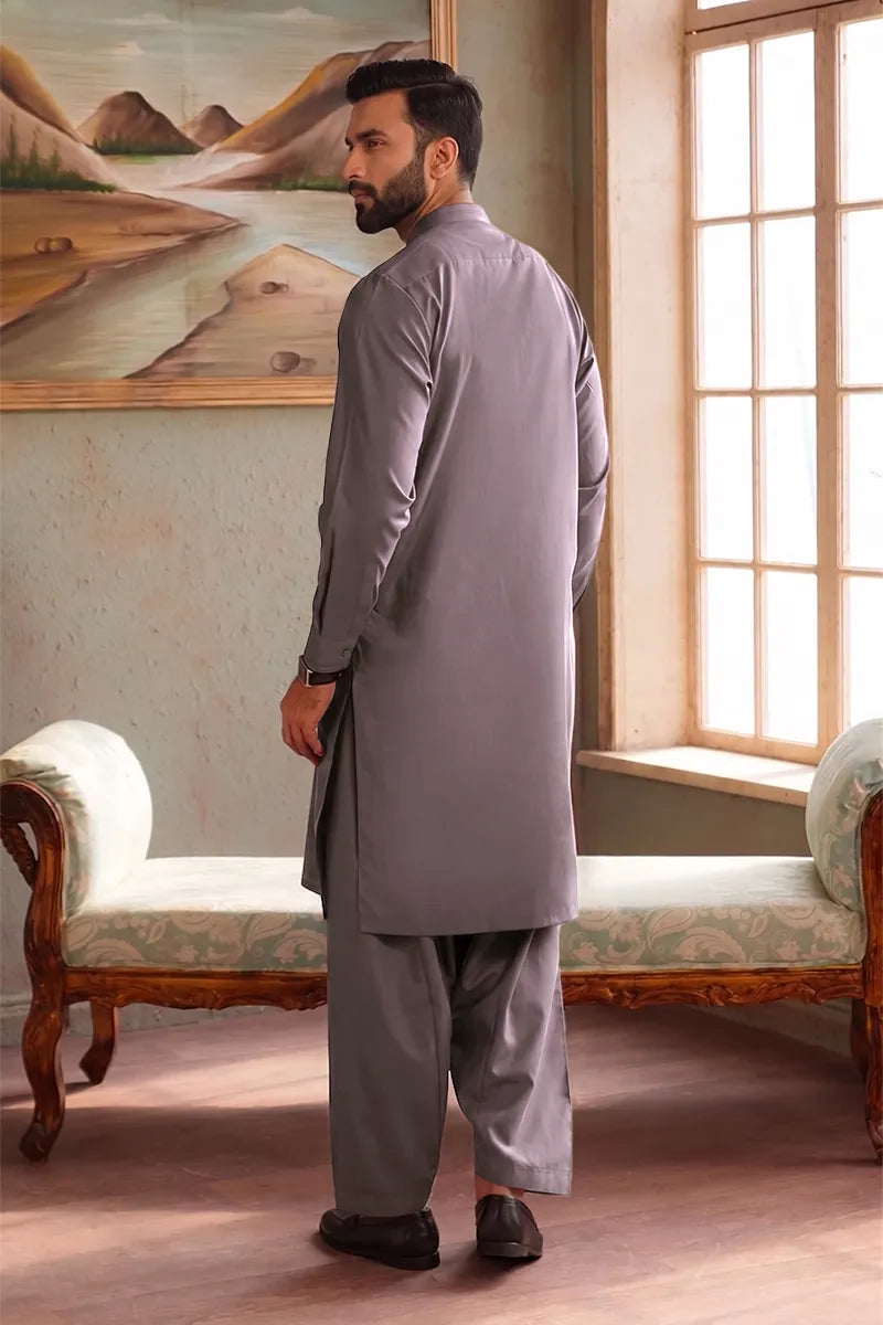 Men’s Wash & Wear Unstitched Fabric By KBC Fashion (Muted Steel)