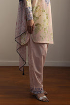 COCO By Zara Shahjahan - 3-Piece Unstitched Printed Lawn Suit (Pastel Rose)