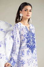 Khaadi – 3 Piece Unstitched Premium Embroidered Digital Printed Lawn Suit (Vivid Blue & White)