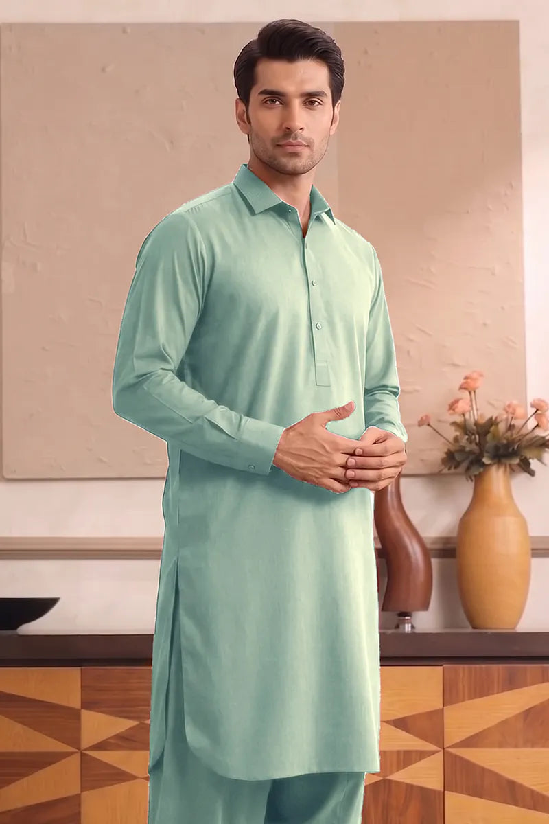 Yameen - Men’s Unstitched Cotton Fabric (Seafoam)