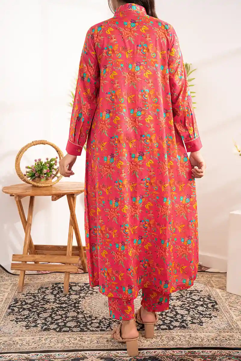Naqsh Premium Printed Lawn Stitched Suit Set (Magenta)