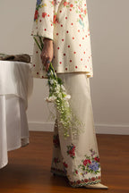 COCO By Zara Shahjahan - 3-Piece Unstitched Printed Lawn Suit (Cream)