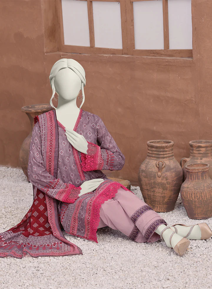 Bellissima By Aleemrah -3PC-Lawn Unstitch (Mauve)