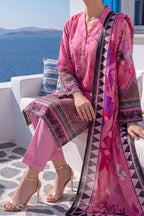Aabruh Vol-1 3PC Unstitched Printed Lawn Suit (Bright Magenta Pink)