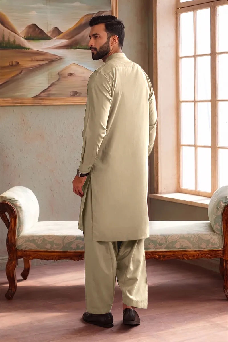 Men’s Wash & Wear Unstitched Fabric By KBC Fashion (Muted Khaki)