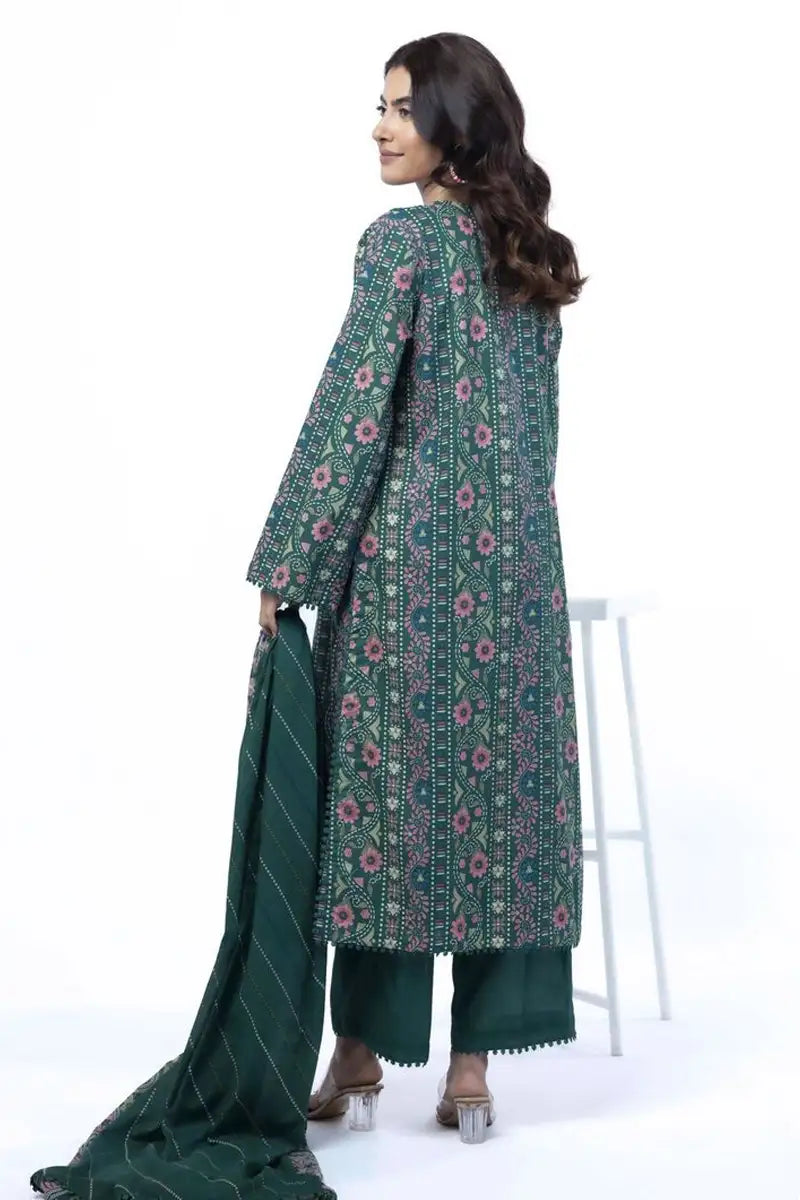 Sapphire Lawn Vol.08 - 3PC Unstitched Printed Lawn Suit (Deep Emerald Green)