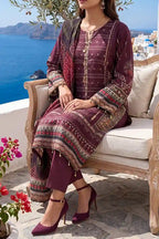 Aabruh Vol-1 3PC Unstitched Printed Lawn Suit (Deep Maroon)
