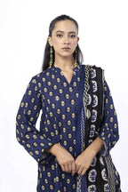 Sapphire (Vol.4) - 3PC Unstitched Printed Lawn Suit (Navy Blue)