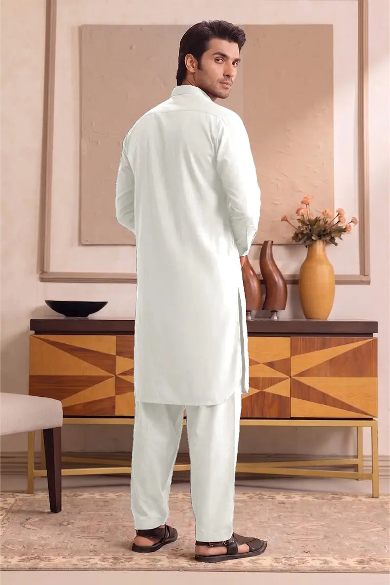 Yameen - Men’s Unstitched Cotton Fabric (Off-White)