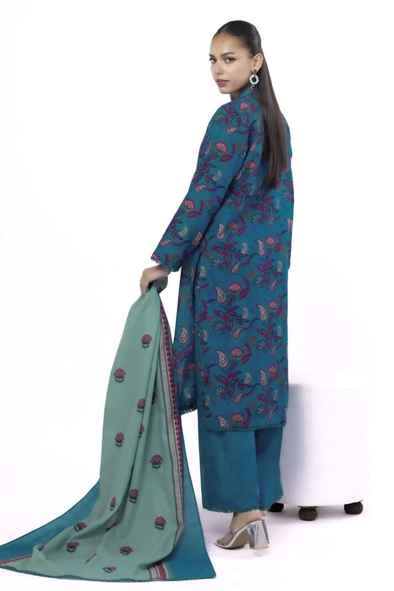 Khaadi – Summer Series 3 Piece Unstitched Printed Lawn Suit (Deep Teal & Soft Mint)