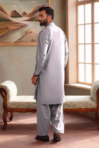 Premium Pasha Men’s Wash & Wear Unstitched Suit (Metallic Slate Grey)