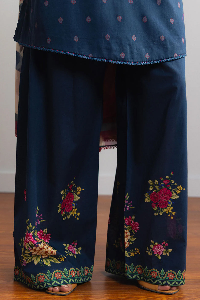 COCO By Zara Shahjahan - 3-Piece Unstitched Printed Lawn Suit (Deep Navy)