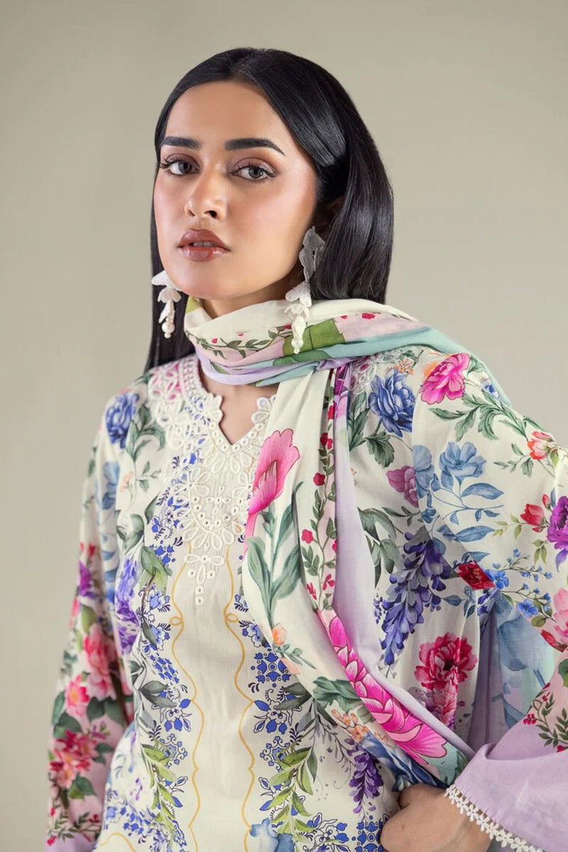Khaadi – 3 Piece Unstitched Premium Embroidered Digital Printed Lawn Suit (Light Sage)