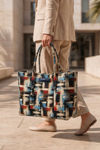 KBC - Canvas Handbags (Steel Blue, Black & Red)