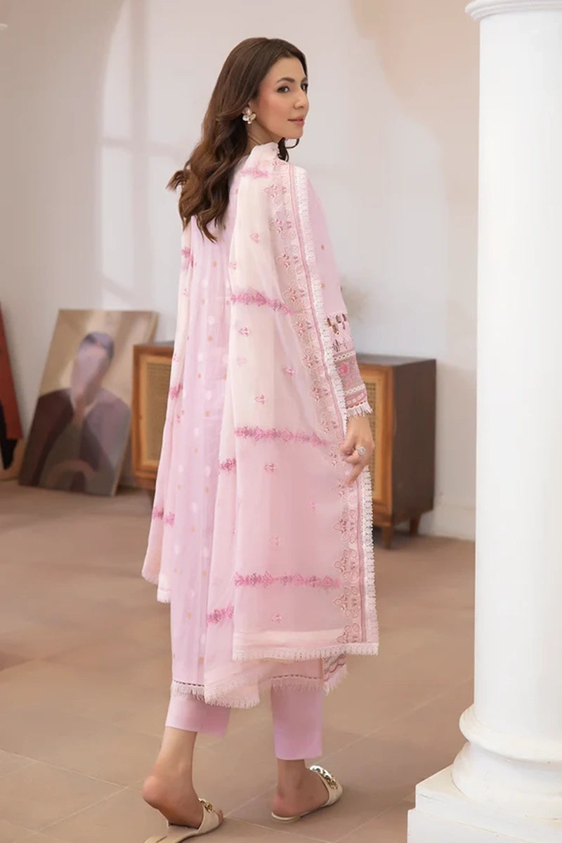 Aqua By Johra - 3PC Unstitched Embroidered Lawn Suit (Light Pink)