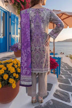 Aabruh Vol-1 3PC Unstitched Printed Lawn Suit (Pewter Gray & Vibrant Purple)