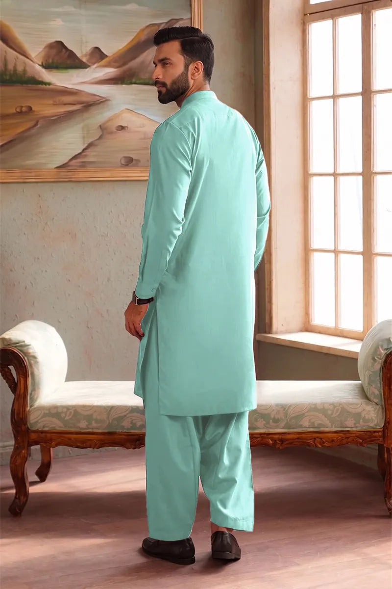 Men’s Wash & Wear Unstitched Fabric By KBC Fashion (Light Seafoam Green)