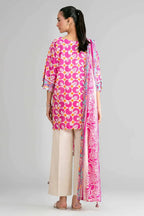 Sapphire Vol.7 - 3PC Unstitched Printed Lawn Suit (Vibrant Pink & Off-White)