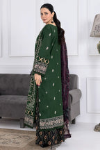 Muswa By Johra - 3PC Unstitched Embroidered Lawn Suit (Deep Forest Green)