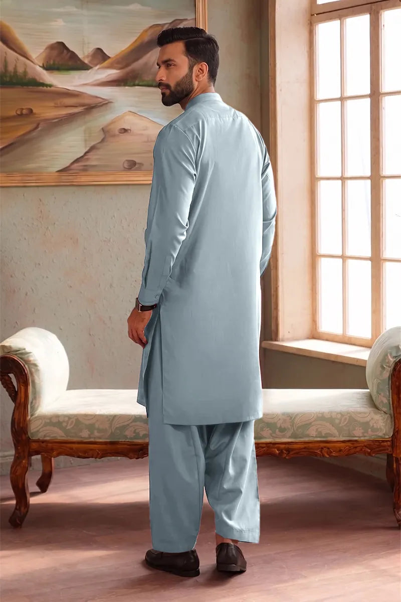 Men’s Wash & Wear Unstitched Fabric By KBC Fashion (Light Blue)