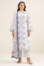 Sapphire By KBC - 3PC Unstitched Digital Printed Lawn Suit (Off white & Pale Gray)